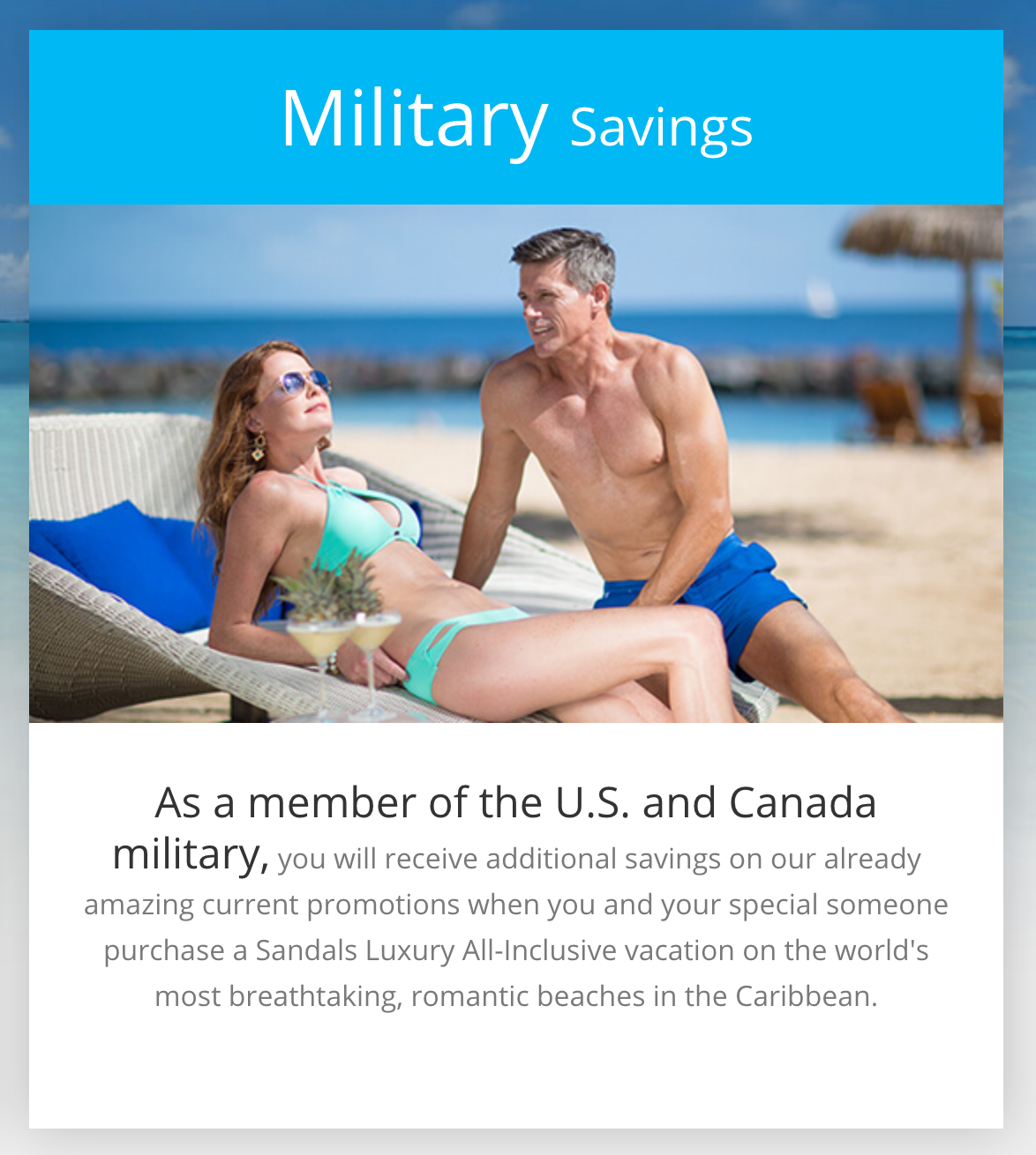 Beaches by Sandals Military Veteran Discounts