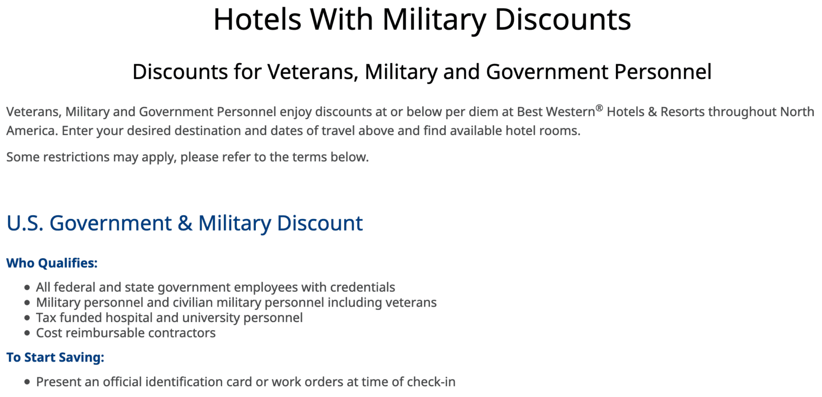 Best Western Military Discount 10 Off Military Veteran Discounts