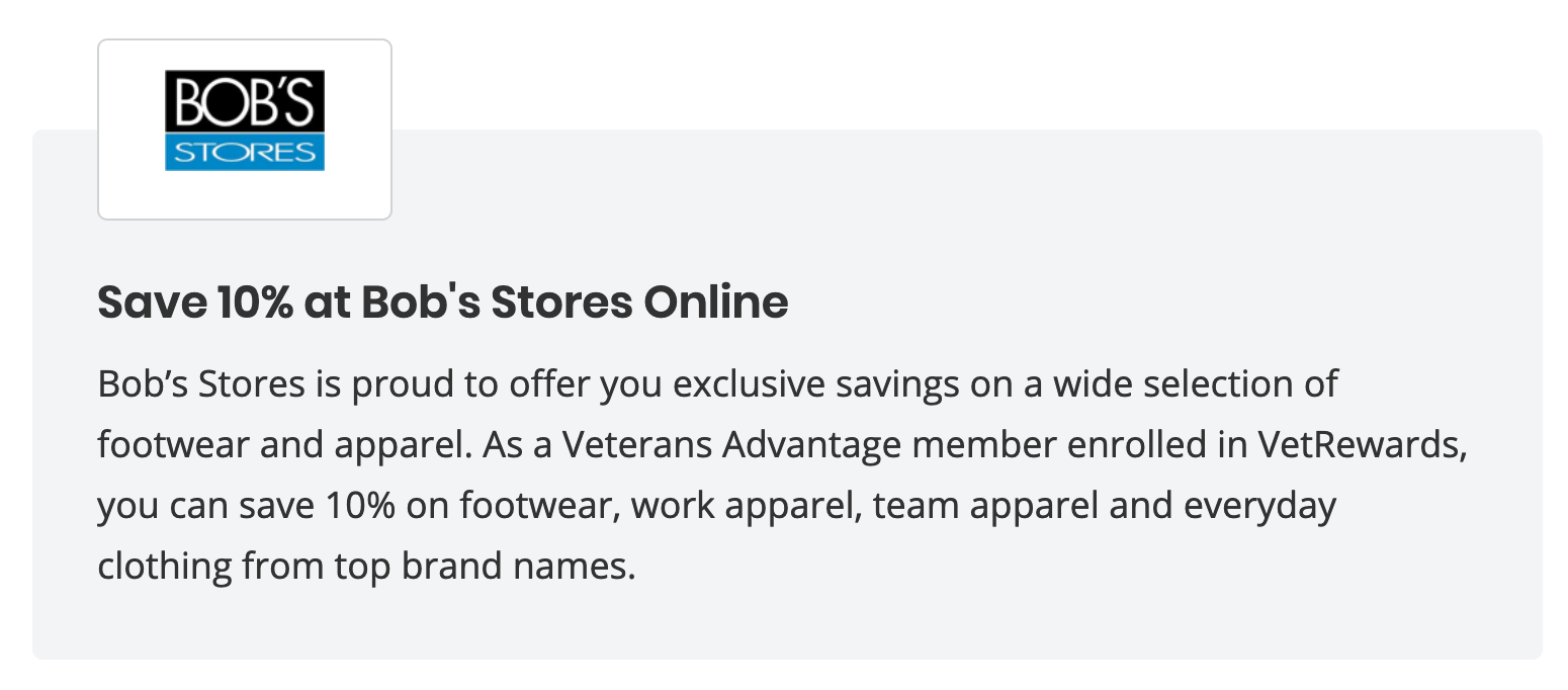 Bob’s Stores Military Veteran Discounts