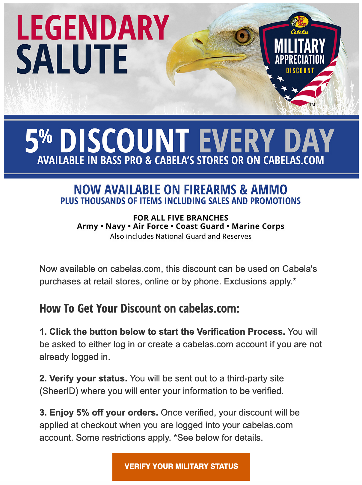 Cabela’s Military Veteran Discounts