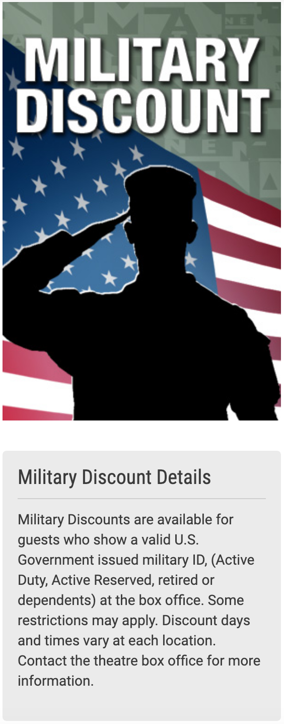 Cinemark Military Veteran Discounts