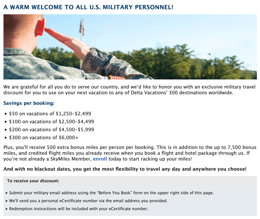 Delta Vacations Military Discount 50300 Off Military Veteran