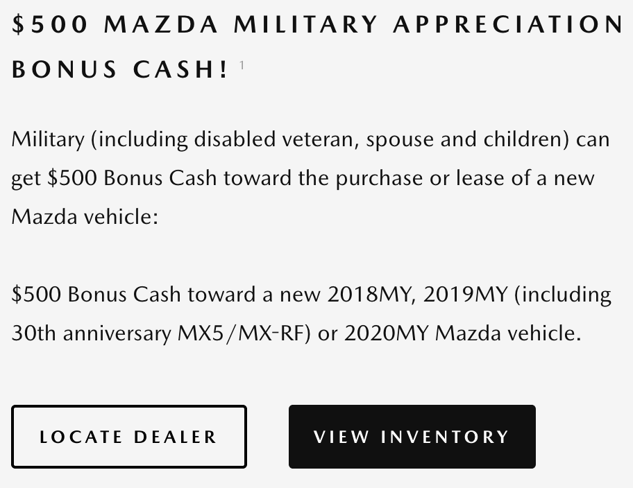 Mazda Military Veteran Discounts