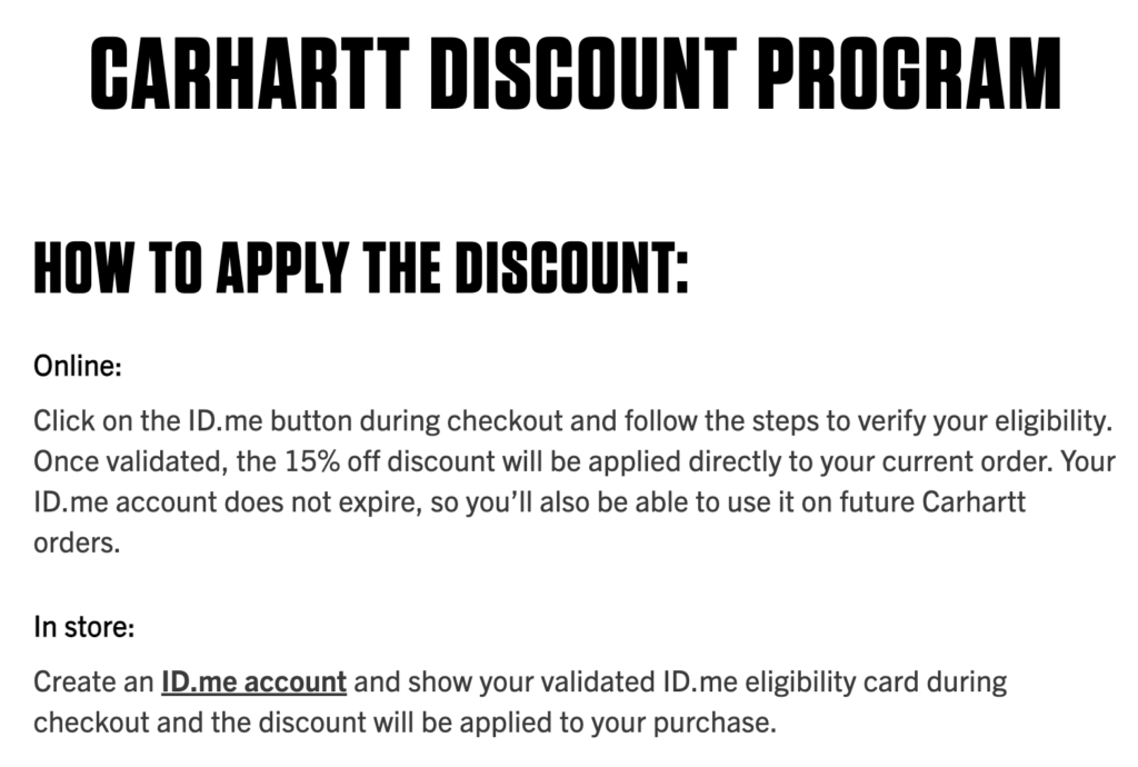 Carhartt Military Veteran Discount