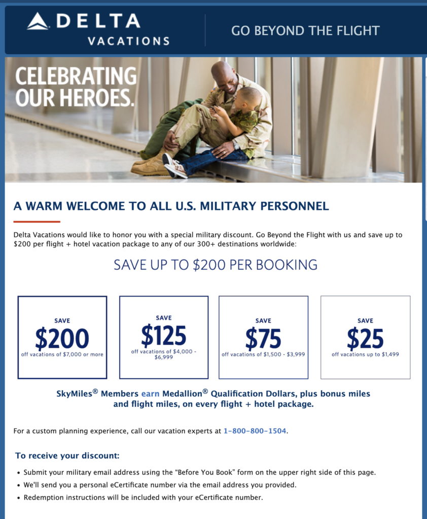 Delta Vacations Military Veteran Discount