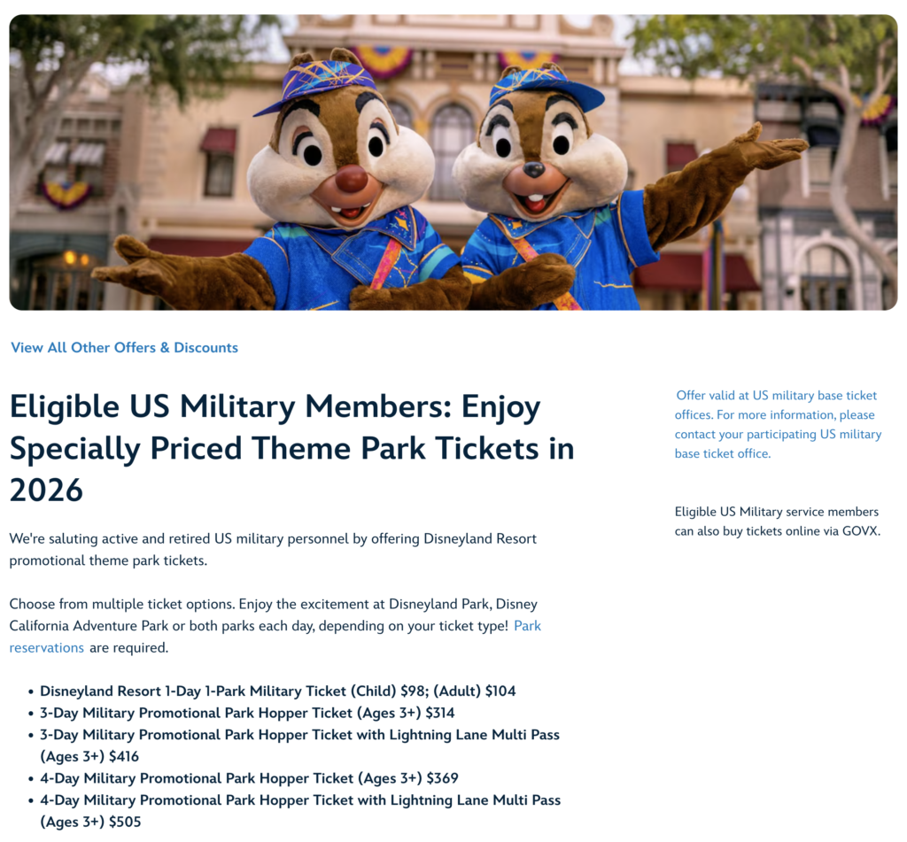 Disneyland Military Veteran Discount